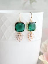 Load image into Gallery viewer, Art Deco Earrings | Glass Leaf Drops (6 Colors)