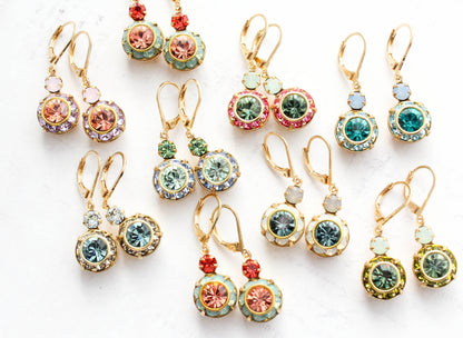 Art Deco Vintage Glass Earrings | Emerald Green & Jet Black