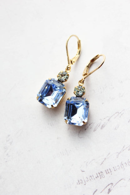 Light Sapphire Blue Glass Earrings