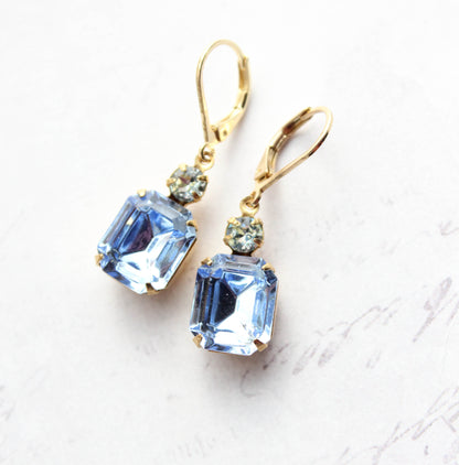 Light Sapphire Blue Glass Earrings