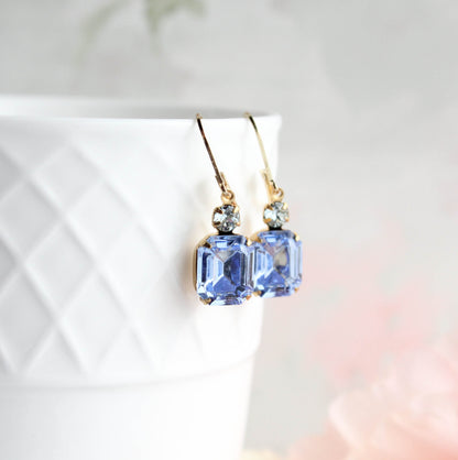 Light Sapphire Blue Glass Earrings