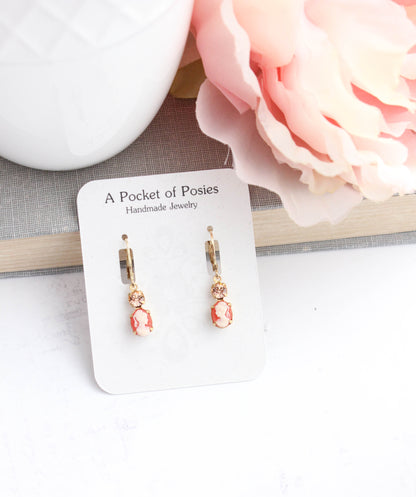 Little Lady Cameo Earrings | Dark Peach