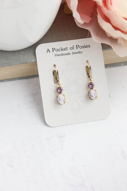 Little Lady Cameo Earrings | Dark Peach