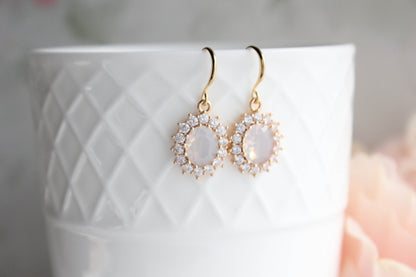 Opal Oval Glass Earrings