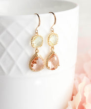 Load image into Gallery viewer, Sparkle Drop Earrings | Yellow and Blush Peach