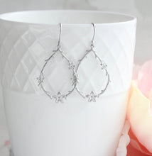 Load image into Gallery viewer, Twig and Flower Earrings - Matte Silver Rhodium
