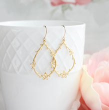 Load image into Gallery viewer, Twig and Flower Earrings - Matte Silver Rhodium