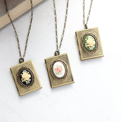 Big Floral Cameo Book Locket (3 Styles)