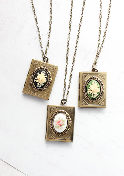Big Floral Cameo Book Locket (3 Styles)