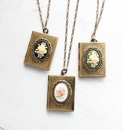 Big Floral Cameo Book Locket (3 Styles)