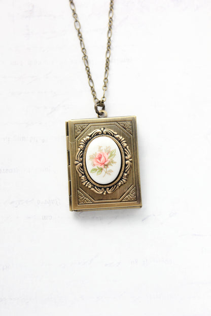 Big Floral Cameo Book Locket (3 Styles)