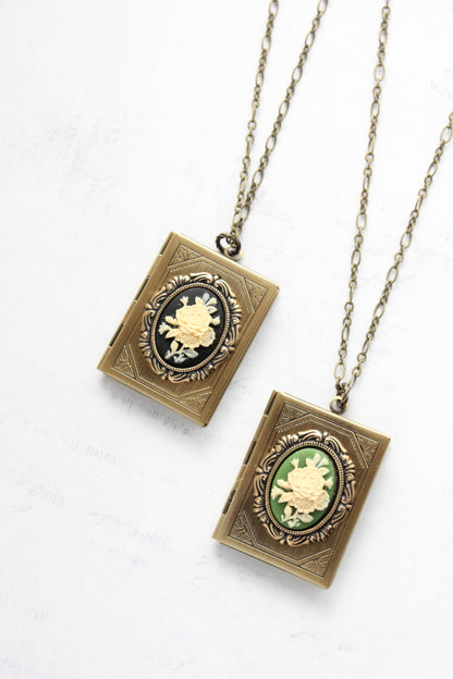 Big Floral Cameo Book Locket (3 Styles)