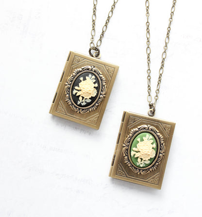 Big Floral Cameo Book Locket (3 Styles)