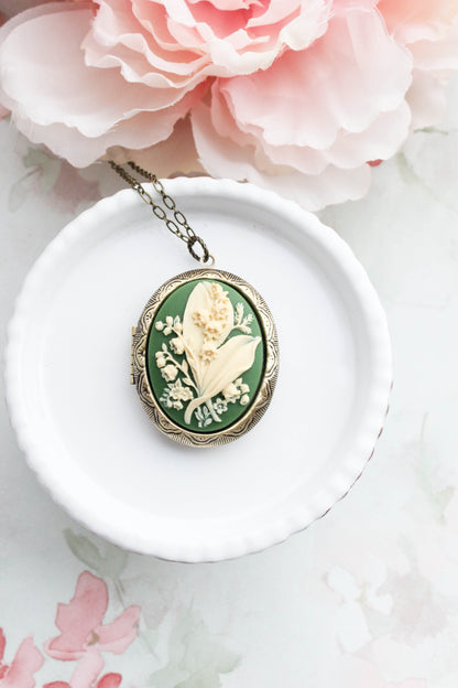 Lily of the Valley Photo Locket Necklace