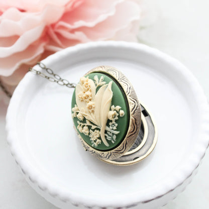 Lily of the Valley Photo Locket Necklace