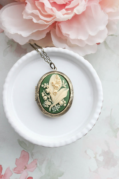 Lily of the Valley Photo Locket Necklace