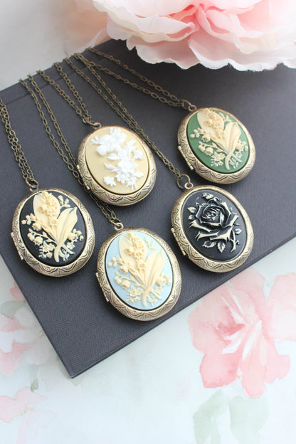 Lily of the Valley Photo Locket Necklace