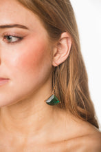 Load image into Gallery viewer, Large Art Deco Fan Glass Earrings | Black Glass