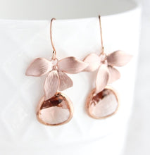 Load image into Gallery viewer, Rose Gold Orchid Earrings (10 Colors)