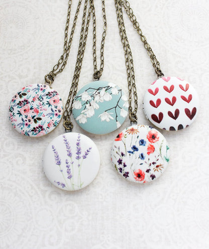 Lavender Flower Locket Necklace