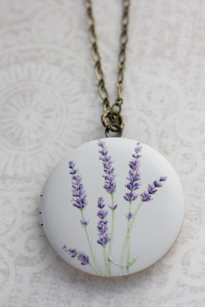 Lavender Flower Locket Necklace