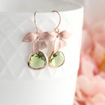 Rose Gold Orchid Earrings (10 Colors)