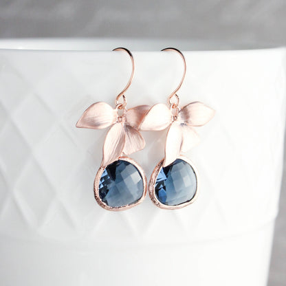 Rose Gold Orchid Earrings (10 Colors)