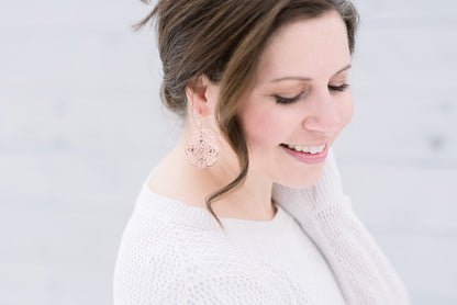 Lacy Filigree Earrings - Rose Gold