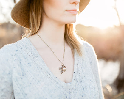 Burnt Copper Pearl Acorn Charm Necklace