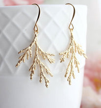 Load image into Gallery viewer, Gold Cedar Branch Earrings