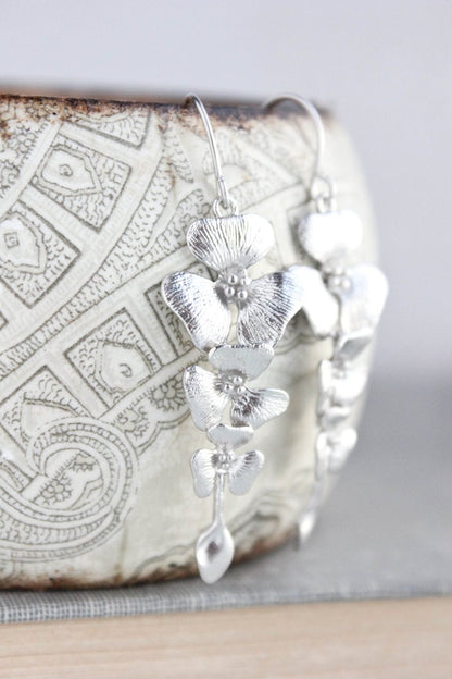 Silver Orchid Earrings