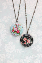 Load image into Gallery viewer, Floral Locket Necklace | Aqua and Pink