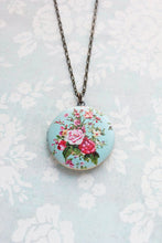 Load image into Gallery viewer, Floral Locket Necklace | Aqua and Pink