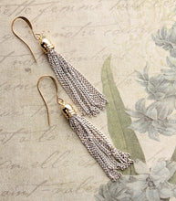 Load image into Gallery viewer, Chain Tassel Earrings | Off White and Gold