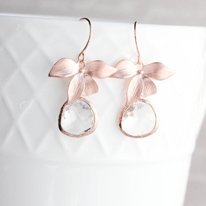 Rose Gold Orchid Earrings (10 Colors)