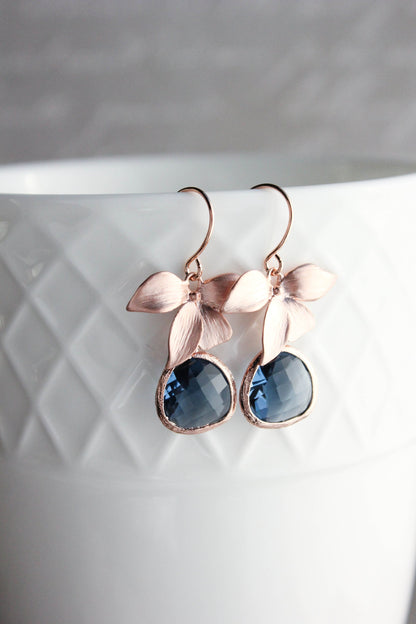 Rose Gold Orchid Earrings (10 Colors)