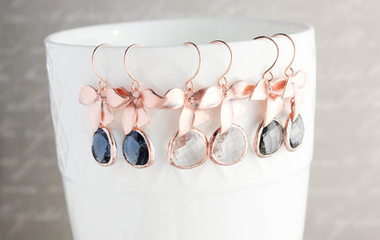 Rose Gold Orchid Earrings (10 Colors)