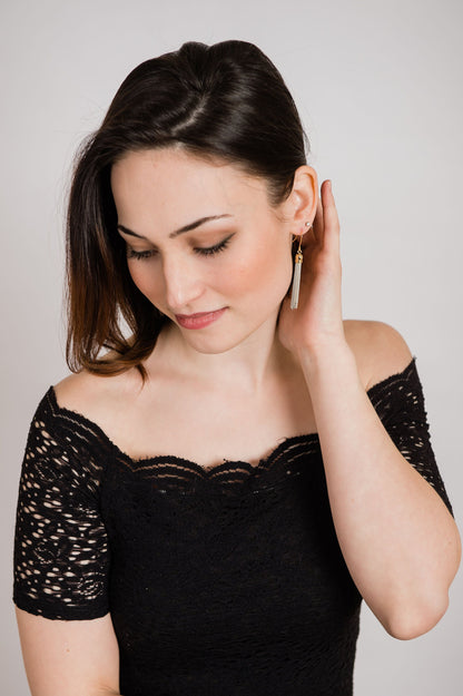 Chain Tassel Earrings | Off White and Gold