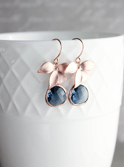 Rose Gold Orchid Earrings (10 Colors)