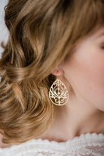Load image into Gallery viewer, Gold Filigree Earrings | Peacock Feathers