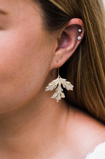 Leaf Earrings | Teal Verdigris Patina