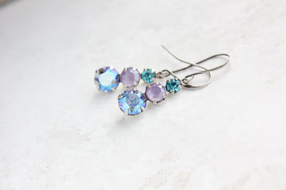 Light Sapphire Glass Earrings | Teal and Mauve