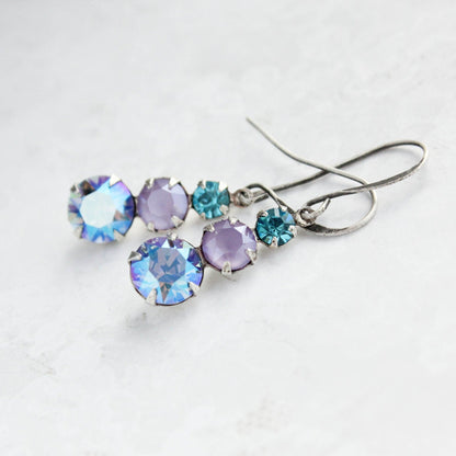 Light Sapphire Glass Earrings | Teal and Mauve