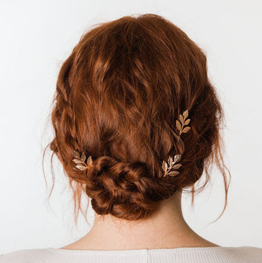 Leaf Bobby Pins | Rose Gold Branch Hair Pin (set of 3)