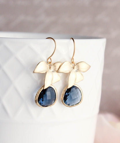 Gold Orchid Earrings | Montana Blue Glass