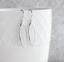 Load image into Gallery viewer, Milk White Glass Earrings, Marquis Shaped Drop, Silver Rhodium, Modern Jewelry, Bridesmaids Gift, For her, For women, mom, sister, friend