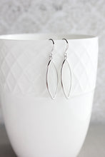 Load image into Gallery viewer, Milk White Glass Earrings, Marquis Shaped Drop, Silver Rhodium, Modern Jewelry, Bridesmaids Gift, For her, For women, mom, sister, friend