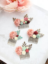 Load image into Gallery viewer, Floral Hair Piece | Brick Pink and Mint