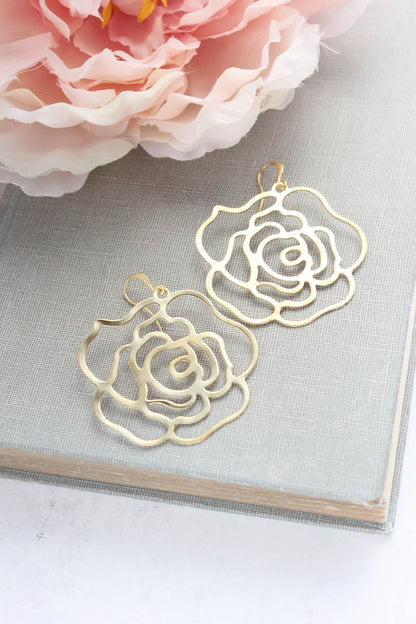 Big Rose Filigree Earrings