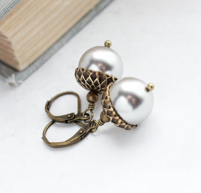 Silver Acorn Earrings (18 Colors)